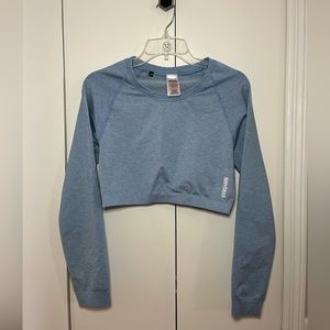 GymShark. Blue Cropped Long Sleeve Workout Top. Size XL.